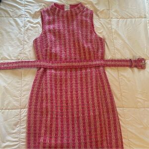 JCREW confetti tweed sleeveless belted dress